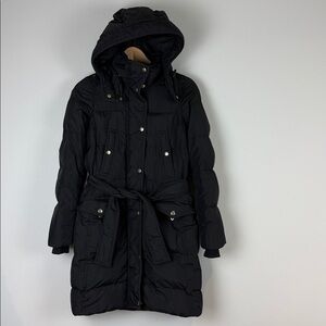 J. Crew Down-filled Black Hooded Puffer Coat Size XXS